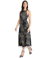 Maggy London Women's Crewneck Embroidered Midi Dress
