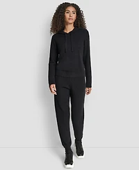 Dkny Women's Feather Yarn Hood Tonal Hoodie