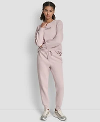 Dkny Women's Rhinestone Logo Cuffed Jogger