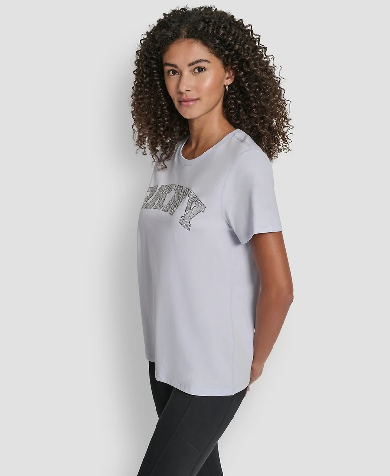 Dkny Women's Arched Exploded Rhinestone Crewneck T-Shirt
