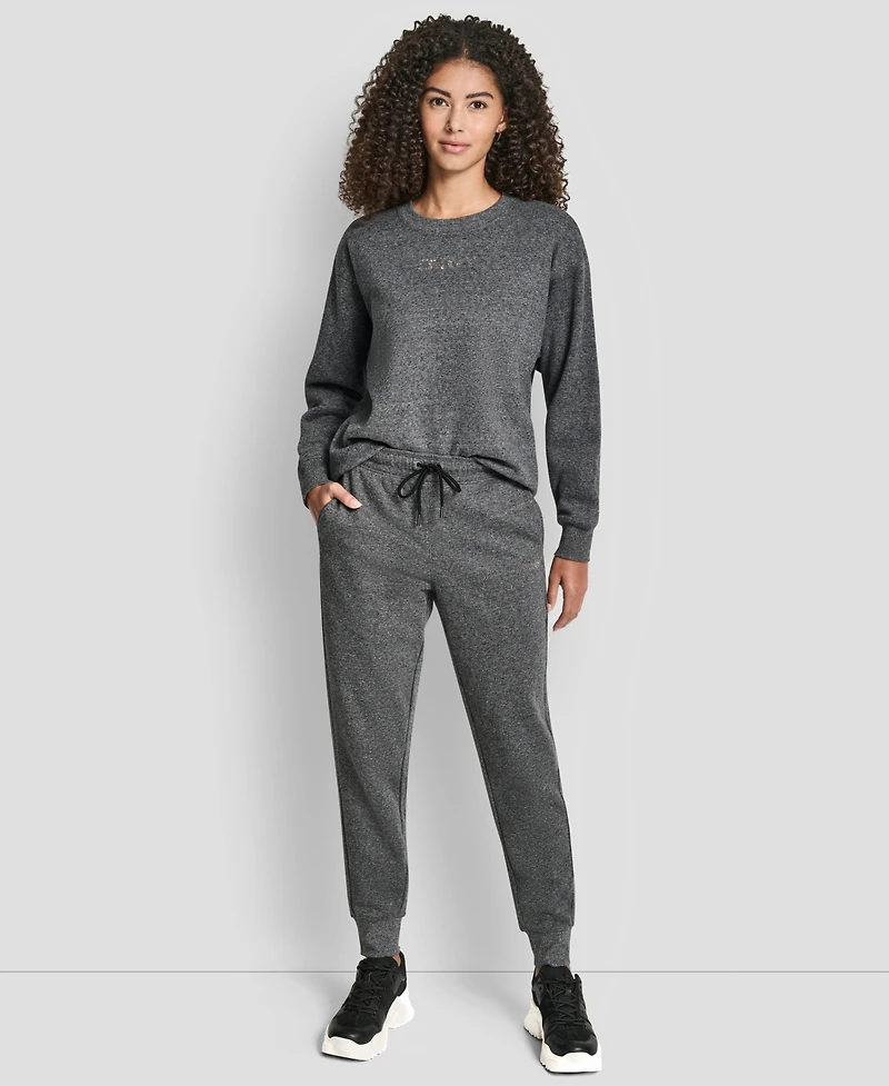 Dkny Women's Rhinestone Logo Cuffed Jogger