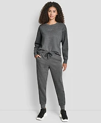 Dkny Women's Rhinestone Logo Cuffed Jogger