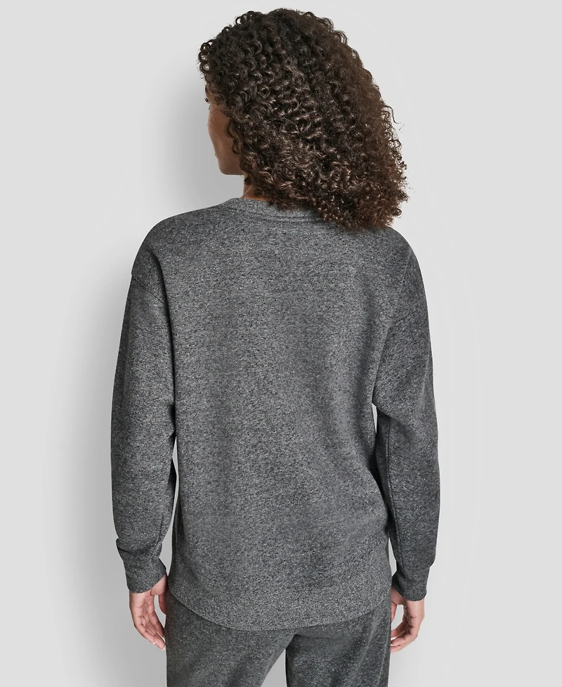 Dkny Women's Rhinestone Logo Long Line Crewneck Sweatshirt