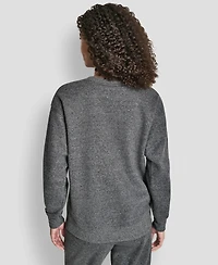 Dkny Women's Rhinestone Logo Long Line Crewneck Sweatshirt