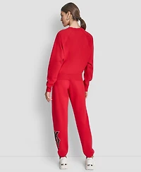 Dkny Women's Mixed Metal Stack Glitter Crewneck Top