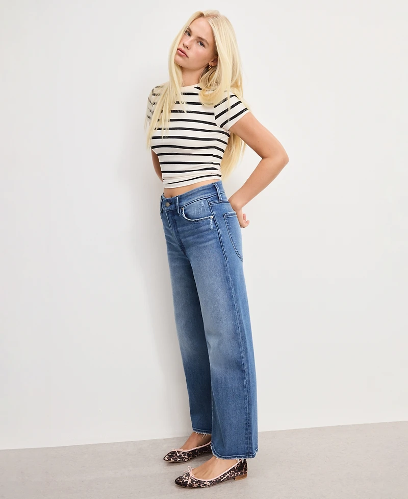 Good American Women's Waist Palazzo Cropped Jeans