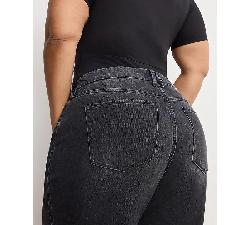Good American Women's Skate Cropped Wide Leg Jeans