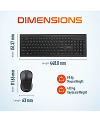 Delton Wireless Keyboard & Mouse 2 Pcs, Compatible with Pc, Laptops (DKBMKIT2-wb)