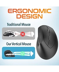 Delton S12P Vertical Wireless Mouse, 2.4G Connection (DMERGS12P-wb)