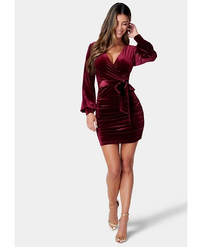 Bebe Women's Velvet Utility Mini Dress