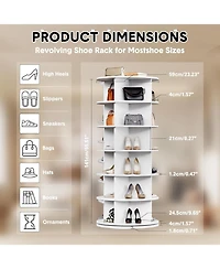 Rotating Shoe Rack Tower, 360° Spinning Shoe Organizer Rotating Shelf, Space-Saving Large Capacity Storage Round Carousel,Bookshelf, Handbag Hold