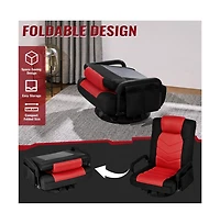 Yaheetech Reclining Swivel Floor Gaming Chair Black/ Red