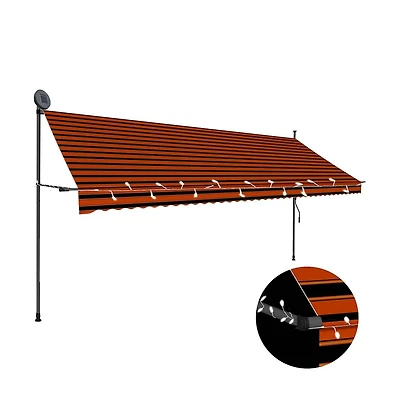 vidaXL Retractable Awning Orange and Brown Polyester with Pu coating, Steel
