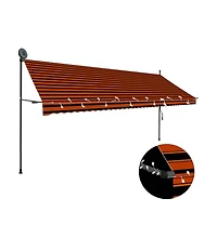 vidaXL Retractable Awning Orange and Brown Polyester with Pu coating, Steel