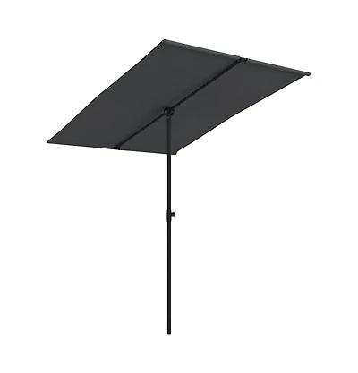 vidaXL Garden Parasol Black Polyester, Aluminum 6.6 x 4.9 ft Rotatable