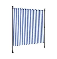 Outdoor Roller Blind Blue and White Polyester fabric and Steel