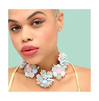 Sohi Women's Gold Cluster Stone Statement Necklace