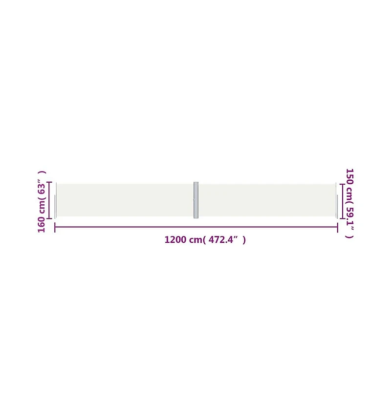 Side Awning Cream Polyester with Pu coating, steel, aluminum Large