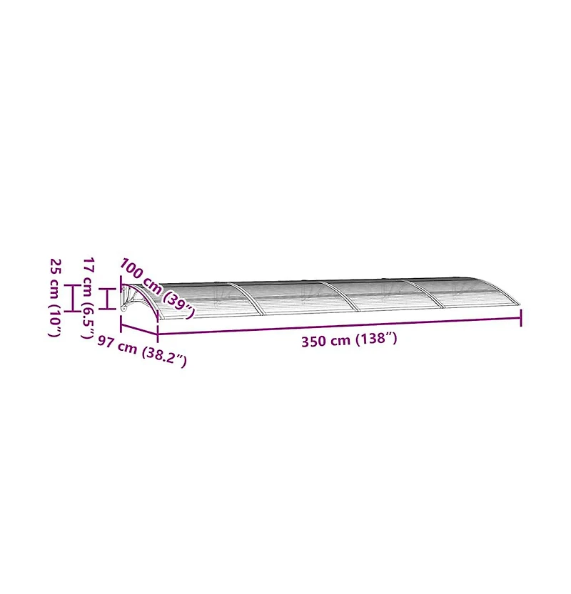 vidaXL Door Canopy Black Polycarbonate, Abs, Aluminum Large Durable