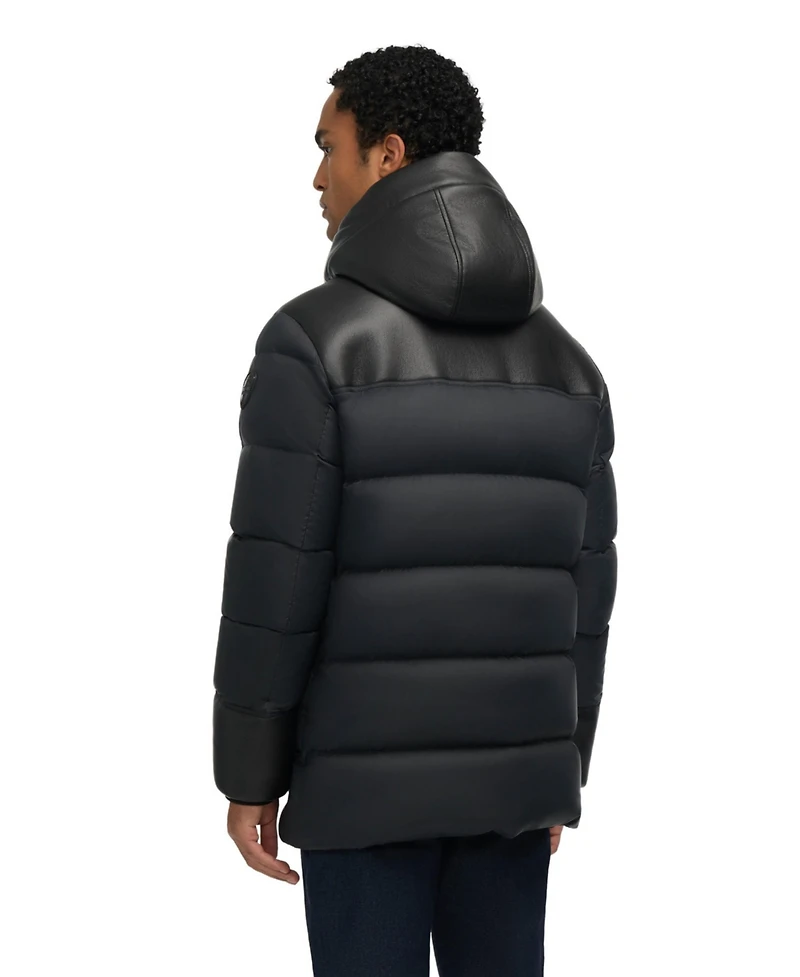 Pajar Men's Men s Wolf Mix Media Faux Shearling Parka Puffer with Fixed Hood