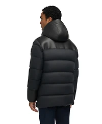 Pajar Men's Men s Wolf Mix Media Faux Shearling Parka Puffer with Fixed Hood