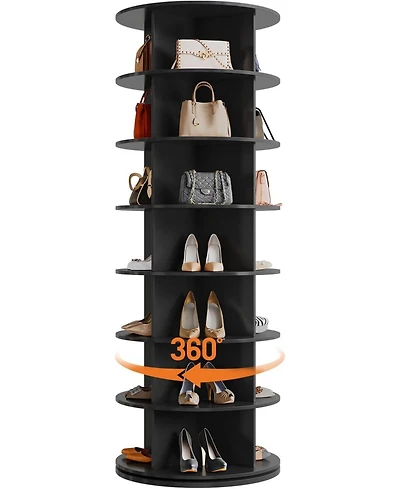 Gaomon 7-Tier 360° Rotating Shoe Rack – Freestanding, vertical spinning organizer for compact shoe storage.