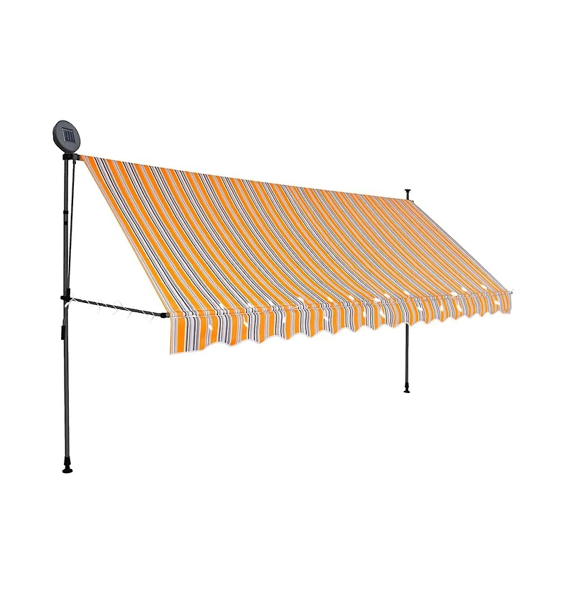 vidaXL Retractable Awning Yellow and Blue Polyester with Pu coating, Steel