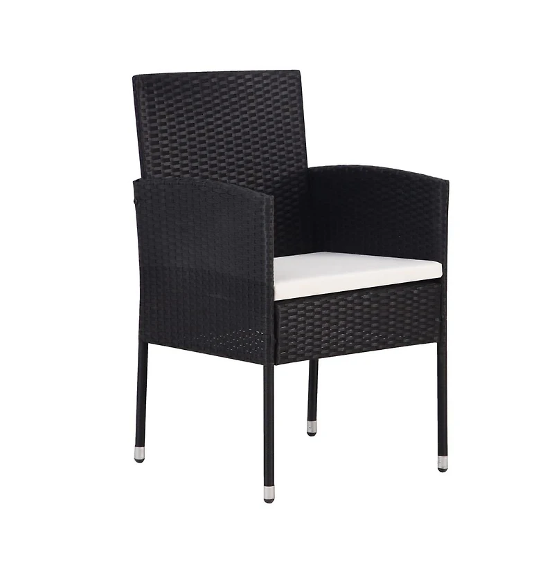 vidaXL Patio Chairs with Cream White Cushions 2 pcs Black Poly Rattan