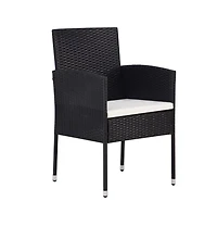 vidaXL Patio Chairs with Cream White Cushions 2 pcs Black Poly Rattan