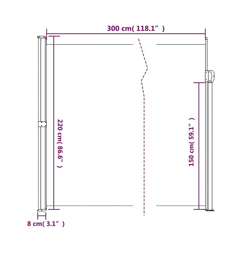 vidaXL Retractable Side Awning Anthracite