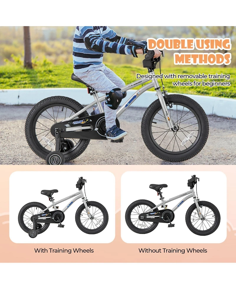 16-Inch Kids Bike Bicycle for Boys Girls 4-7 Adjustable with High Carbon Steel Frame-16 inches