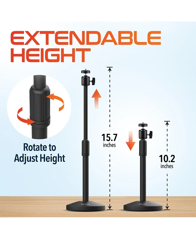 Delton T301 Webcam Stand, Adjustable Height & 360° Swivel (DCT301)