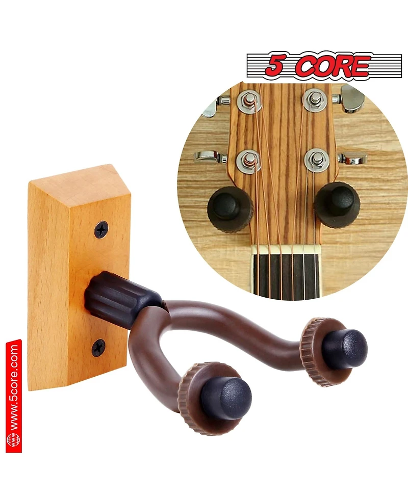 5 Core Guitar Wall Mount Hanger 2Pack U-Shaped Wood Guitar Wall Hook Stand - Gh Wd 2PCS