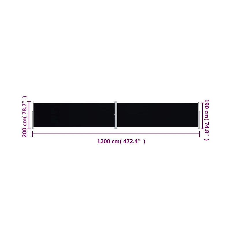 vidaXL Side Awning Black Polyester with Pu coating, steel, aluminum