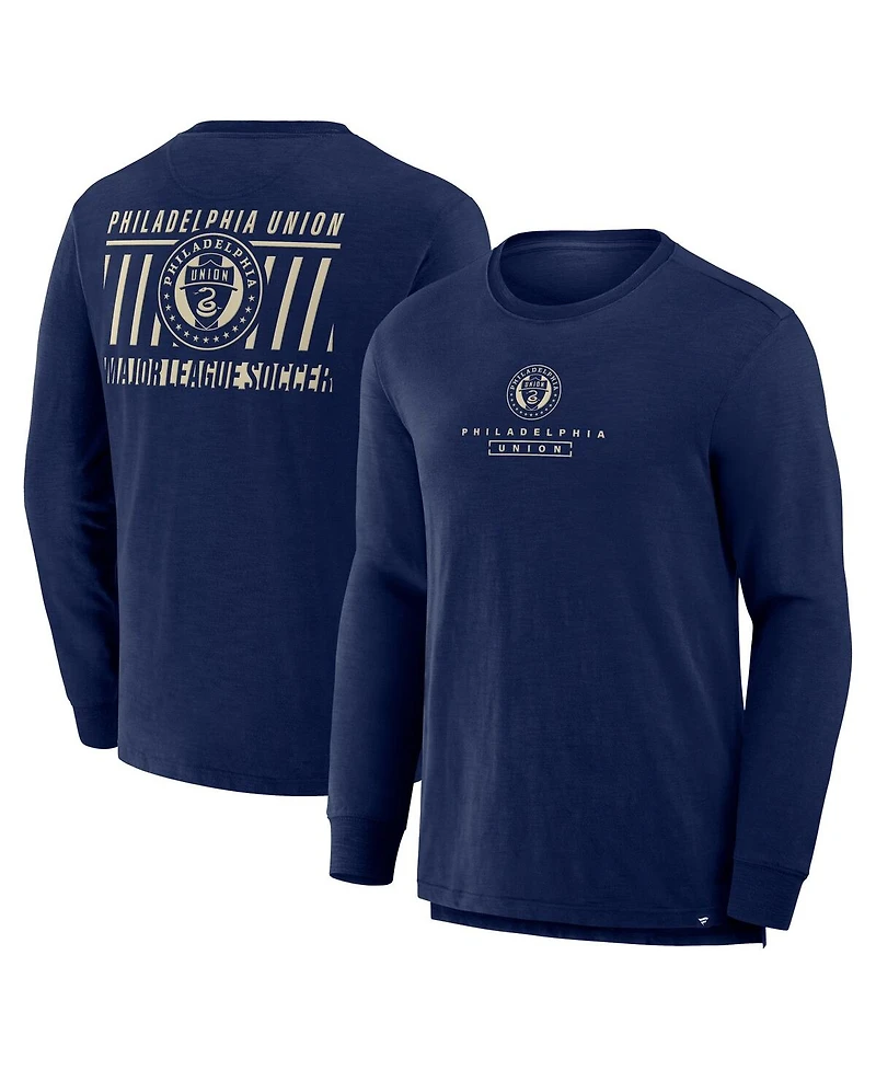 Fanatics Men's Navy Philadelphia Union Lob Attempt Stadium Slub Long Sleeve T-Shirt