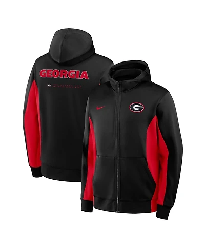 Nike Men's Black/Red Georgia Bulldogs Dri-fit Game Full-Zip Hoodie Jacket