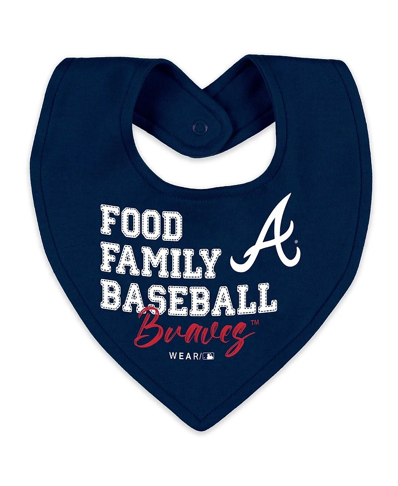 Wear by Erin Andrews Baby Boys and Girls Heather Gray Atlanta Braves Sleep Play Full-Zip Sleeper Bib Set