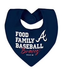 Wear by Erin Andrews Baby Boys and Girls Heather Gray Atlanta Braves Sleep Play Full-Zip Sleeper Bib Set