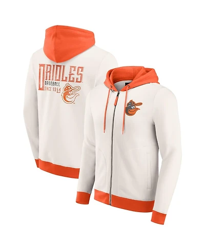 Fanatics Men's Cream Baltimore Orioles Polar Fleece Full-Zip Hoodie
