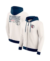 Fanatics Men's Cream Cleveland Guardians Polar Fleece Full-Zip Hoodie