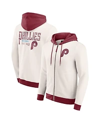 Fanatics Men's Cream Philadelphia Phillies Polar Fleece Full-Zip Hoodie