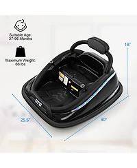 12V Kids Bumper Car Ride on Toy with Remote Control and 360 Degree Spin Rotation-Black