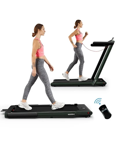 2.25HP 2 in 1 Folding Treadmill with App Speaker Remote Control-Green
