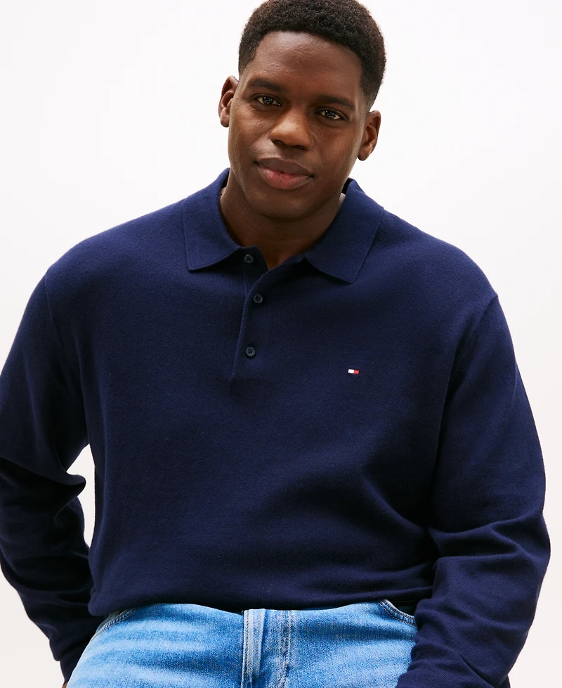 Tommy Hilfiger Men's Big and Tall Long Sleeve Polo Sweater