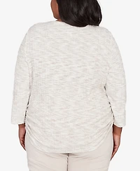 Alfred Dunner Plus Calm Luxe Space Dye Knit Top With Necklace
