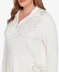 Alfred Dunner Plus Vienna Metallic Studded Animal Pattern Knit Top