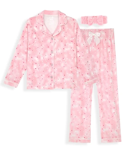 Max & Olivia Girls 7-16 3-Piece Soi Foil Velour Pajama Set with Scrunchie