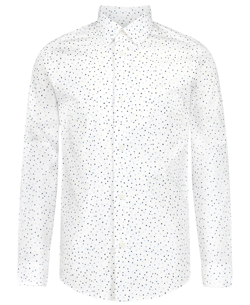 Calvin Klein Husky Boys 8-20 Long Sleeve Dapple Print Dress Shirt