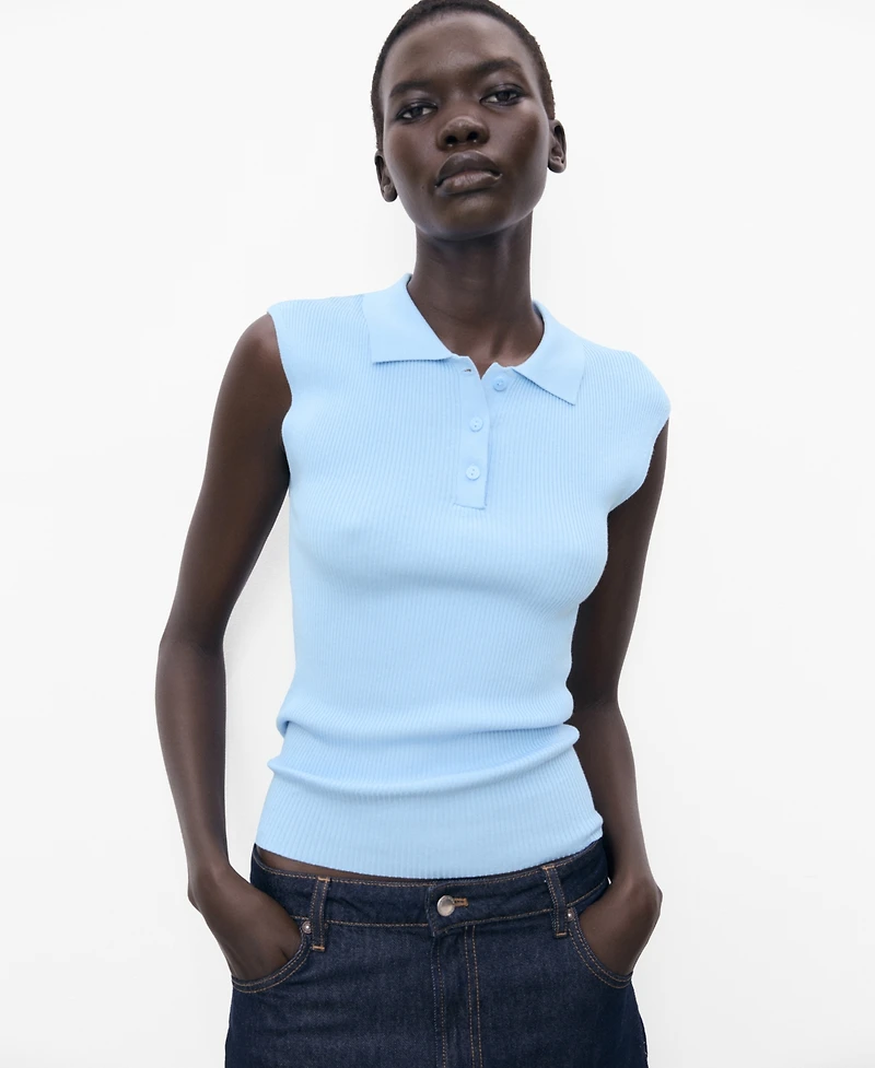 Mango Women's Polo-Neck Knitted Top