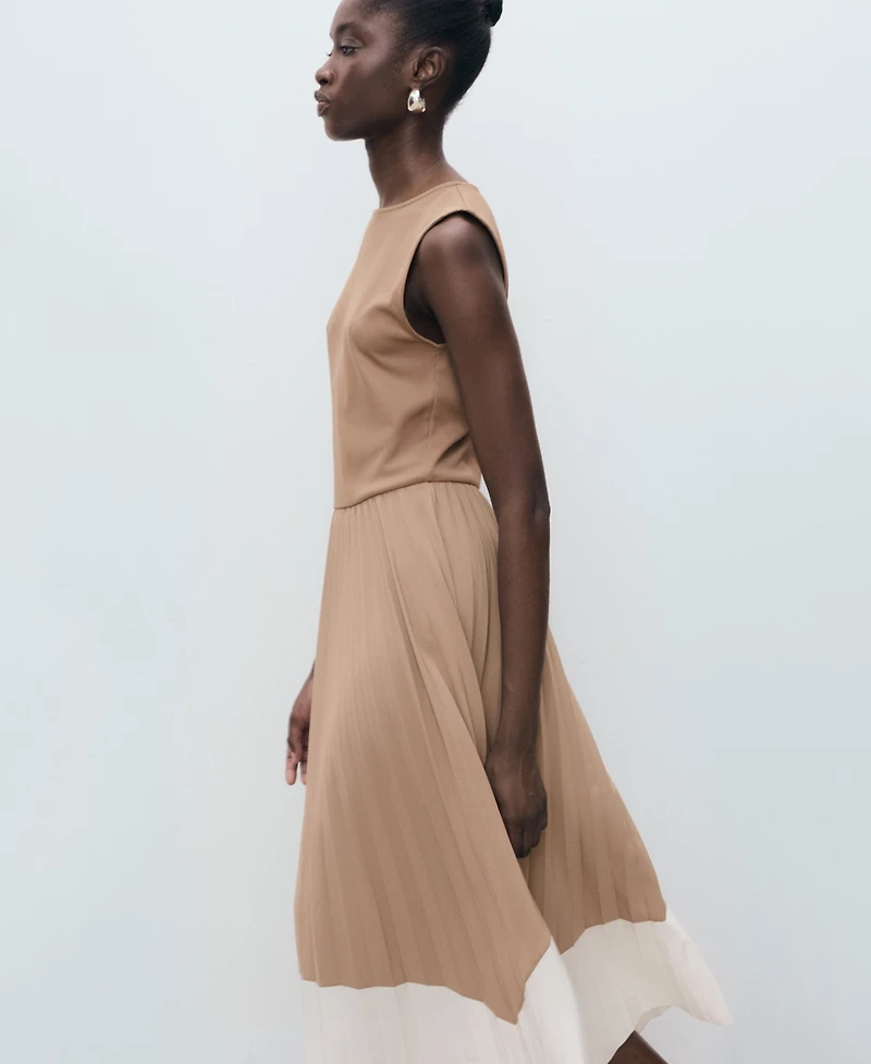 Mango Women's Combined Pleated Dress